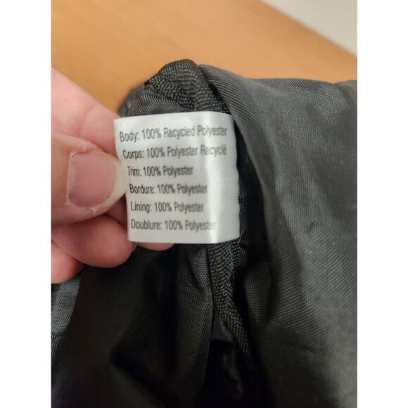 PINK Drawstring Black Bucket Backpack with Mesh String and 2 exterior pockets. E - Picture 5 of 6